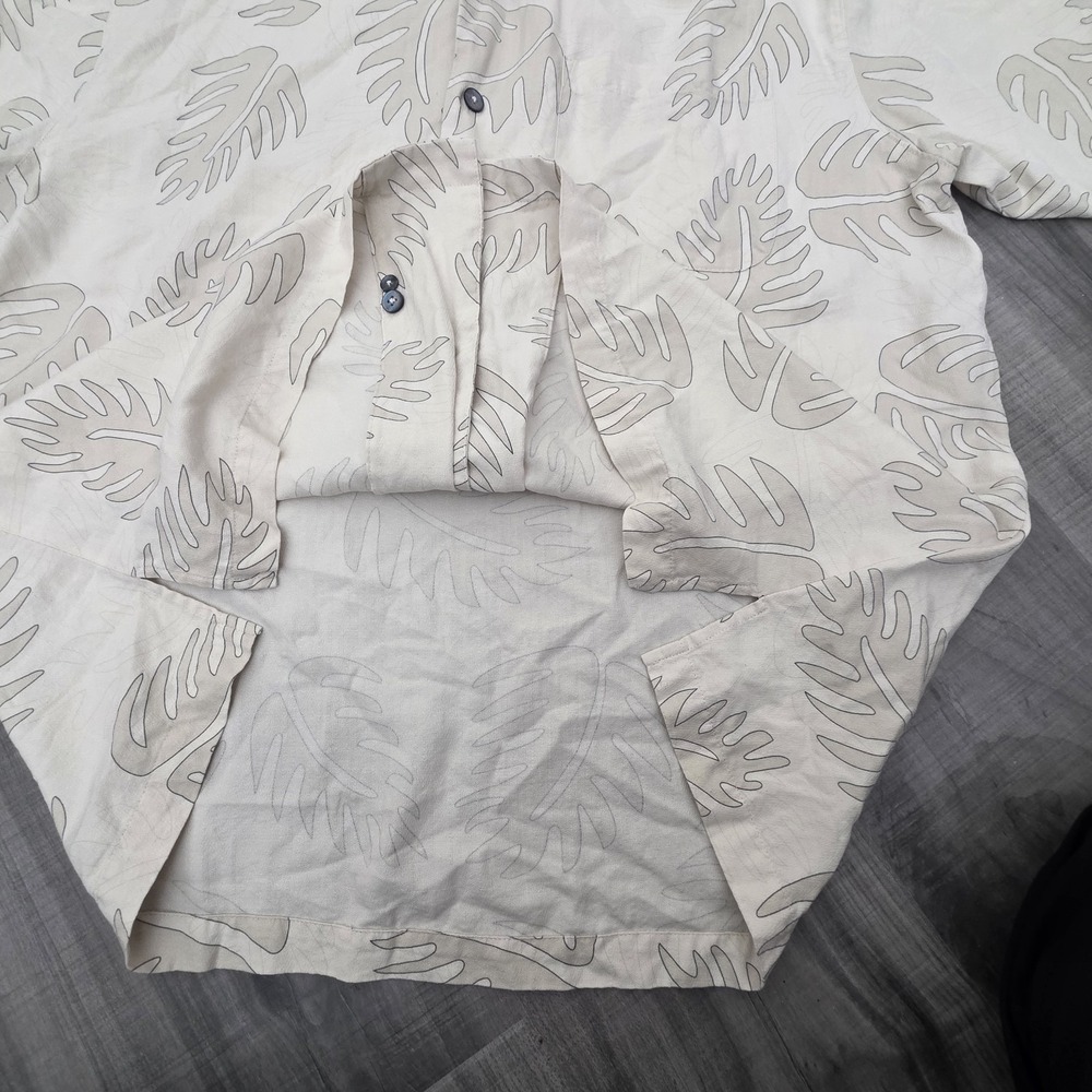 Aureus Hawaiian Shirt Mens XL Beige Short Sleeve Pocket Summer Silk Blend Summer - Picture 7 of 10
